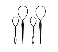Trimming Shop 4pcs Hair Braiding Tool, Topsy Tail Ponytail Maker French Braid Loop Tool, Hair Styling Accessory for Girls and Women, Durable Ponytail Holder, Black