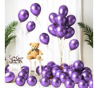 Trimming Shop 5 Inch Purple Metallic Latex Balloons 100 Pcs