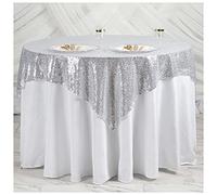 Trimming Shop 50 x 102 Inch Silver Sequin Rectangle Table Cloth Overlay Sparkly Shiny Linen Glitter Tablecloth for Wedding Birthday Party Christmas Banquets Dining Decoration Event, 1pc