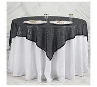 Trimming Shop 50 x 72 Inch Black Sequin Rectangle Table Cloth Overlay Sparkly Shiny Linen Glitter Tablecloth for Wedding Birthday Party Christmas Banquets Dining Decoration Event, 1pc