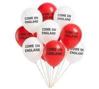 Trimming Shop 500 Pack Come On England St George Balloons for Euro Decorations, Red and White Latex Balloons, Helium Grade Balloons for England National Day, St. George's Party Decorations