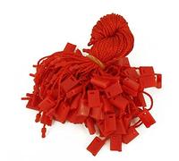 Trimming Shop 500pcs Nylon String Hang Tag, 7 Inch Price Tags Fasteners with Snap Lock Pin, Labels String Tags Loop Fasteners Hook Ties for Clothes, Jewelry, Red