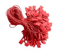 Trimming Shop 500pcs String Tags 7 Inch Nylon Label Tags Snap Plastic Locker Price Tag Durable Cord Fasteners Swing Tie on Labels for Boutiques Gift Bookmarks Ornaments Crochet Jewelry, Red
