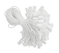 Trimming Shop 500pcs String Tags 7 Inch Nylon Label Tags Snap Plastic Locker Price Tag Durable Cord Fasteners Swing Tie on Labels for Boutiques Gift Bookmarks Ornaments Crochet Jewelry, White