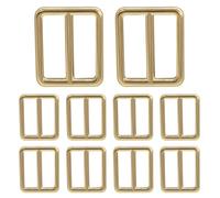 Trimming Shop 50mm Gold Tri - Glide Rectangular Slider Buckle - 10pcs
