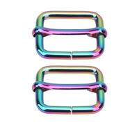 Trimming Shop 50mm Triglide Slider Buckle Metal Adjustable Durable Lightweight Slide Buckle for Webbing Straps, Backpack, Fasteners Strap, Pet Collars and Bag Accessories, Rainbow, 2pcs
