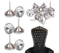 Trimming Shop 50PCS 20mm Diamond Cut Clear Crystal Upholstery Nails Tacks Crystal Head Thumb Decorative Push Pins for Sofa, Headboard, DIY Crafts, Bed Furniture Decor