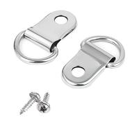 Trimming Shop 50pcs D Ring Clips with Screws Stainless Steel D Ring Wall Bracket Hanger for Picture Frames, Mirrors, Paintings Photo Frame Hangers Hook for DIY & Home Projects (10mm x 25mm, Silver)
