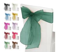 Trimming Shop 50pcs Emerald Green Organza Sashes for Chairs Wider Sash Fuller Bow Chair Cover Bow Sashes for Wedding, Birthday, Reception, Anniversary Party Decoration, 17x280cm