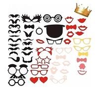 Trimming Shop 50pcs Hen Party Photo Booth Props - Funny Selfie Signs with Lips, Hats, Bow Ties, Moustaches & More for Weddings, Birthdays, Bridal Showers & Celebrations
