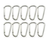 Trimming Shop 55mm Carabiner Aluminium Spring-Loaded Snap Hook Clasps D-Shape Keychain Clip | Lightweight Camping Carabiner for Outdoor Travel, Cycling, Hammock, Water Bottle Holder, 10 Pcs, Silver