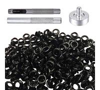 Trimming Shop 5mm Double Sided Black Eyelets Grommets with Set of 3 Fixing Tools for Arts Crafts, Leathercrafts, Sewing, DIY Projects, Rust & Corrosion Proof, 100Pcs