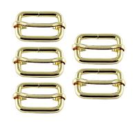Trimming Shop 5pcs Triglide Slider Buckle Metal Adjustable Durable Lightweight Slide Buckle for Webbing Straps, Backpack, Fasteners Strap, Pet Collars and Bag Accessories, 50mm, Gold