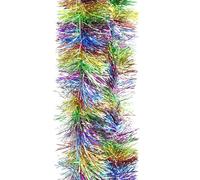 Trimming Shop 6.5ft/2m Rainbow Christmas Tinsel Garland Shiny Metallic Fine Foil Twist Xmas Tree Garland for Festive Party, Holiday Celebration, Indoor & Outdoor Hanging Decorations