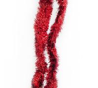 Trimming Shop 6.5ft/2m Red Chunky Christmas Tinsel Garland Shiny Metallic Fine Foil Twist Xmas Tree Garland for Festive Party, Holiday Celebration, Indoor & Outdoor Hanging Decorations