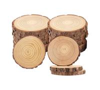Trimming Shop 6-7cm Natural Round Wood Slices Without Hole for Crafts and Rustic Wedding Decor: Unfinished Log Slices, Cake Boards, Display Stands, Personalized Engraving, DIY Ornaments -Pack of 25