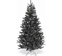 Trimming Shop 6 FT / 1.8M Alaskan Pine Black Artificial Christmas & Halloween Tree - Bushy PVC Gothic Xmas Pine with 550 Tips - Elegant Black Tree for Modern Homes, Spooky Parties & Festive Displays