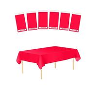 Trimming Shop 6 Pack Disposable Plastic Tablecloths 54 x 108 Inch, Wipeable Waterproof Premium Rectangle Table Cover for Indoor Outdoor Parties, Buffet Table, BIrthday, Wedding, Christmas, Red
