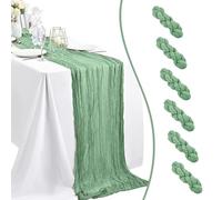 Trimming Shop 6 Pack Sage Green Cheesecloth Table Runner for Dining Table, Lightweight & Premium Rustic Gauze Fabric Table Runner for Wedding Decoration, Birthday, Party & Bridal Shower - 90x300cm
