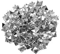 Trimming Shop 6mm Pyramid Shaped Nail Head Studs, Silver, 100pcs | Square Metal Leather Rivets for Leathercraft, DIY Crafts, Clothing, Bags, Purses Embellishment