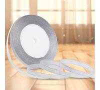 Trimming Shop 6mm Silver Christmas Ribbon for Gift Wrapping, Glitter Organza Ribbon for Present Wrapping, DIY Craft, Christmas Tree & Wreath Decoration, Hair Bows Making, 5 Metres