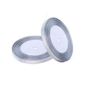 Trimming Shop 6mm Wide Silver Glitter Organza Christmas Ribbon for Gift Wrapping Packaging Xmas Tree Wreath Festival Decoration DIY Craft Hair Bows Making, 25 Yards