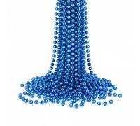 Trimming Shop 7.3m (24ft) Hanging Metallic Xmas Bead Decoration - Blue | Shiny Artificial Pearl Garland for Christmas Tree Decoration, Jewellery Making, Festive Table Styling & Holiday Home Décor