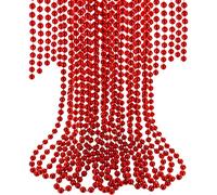 Trimming Shop 7.3m (24ft) Hanging Metallic Xmas Bead Decoration - Red | Shiny Artificial Tinsel String Pearl Chain Christmas Garland Wreath Tree Decorations, Art & Craft Home Party Room Gift Décor