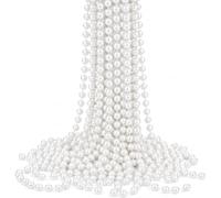 Trimming Shop 7.3m (24ft) Metallic Xmas Bead Decoration - Shiny White | Xmas Plastic Pearl Bead Garland for Christmas Tree Hanging Decorations, Jewellery & Festive Table Centrepieces & Seasonal