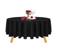 Trimming Shop 70" Round Tablecloth Polyester Table Cover Protector Washable Premium Circular Tablecloth for Holiday Dinner, Wedding, Birthday, Banquet Party Decoration, Black, 5pcs