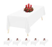 Trimming Shop 70 x 144 Inch 6 Pack White Rectangle Tablecloth Premium Polyester Tablecover Stain & Wrinkle-Resistant Plain Washable Table Cloth for Wedding Party Reception Banquet Hotel Buffet Dinner