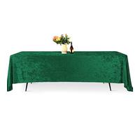 Trimming Shop 70" x 144" Rectangle Emerald Green Crushed Velvet Table Cloth, Washable Soft Fabric Glitz Table Cover for Wedding, Banquet, Kitchen, Birthday, Holiday, Dinner Party Decoration, Pack of 5