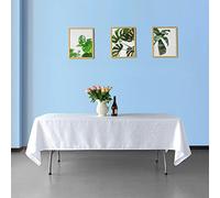 Trimming Shop 70" x 144" Rectangular Damask Table Cloth Overlay Branch Swirl Pattern - White Dinner Table Cover for Banquet, Parties, Home, Kitchen, Restaurant, Wedding, Christmas, 10pcs