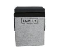 Trimming Shop 70L Collapsible Laundry Basket with Lid Portable Polyester Storage Baskets Clothes Hampers with Handles for Bedroom, Bathroom, Dorm, Laundry Room (Grey)