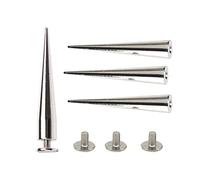 Trimming Shop 7mm x 40mm Screwback Silver Long Cone Studs For DIY Leathercrafts Arts Clothing Jeans Jackets Bags, Shoes, Punk and Goth Accessory, 10pcs