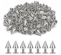 Trimming Shop 7x10mm - Cone Spike Studs Screw Back, Silver, 50pcs