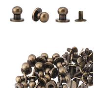 Trimming Shop 8mm Chicago Rivets Sam Browne Studs Round Head Hand Pressed Rivet Stud for DIY Leathercrafts, Clothing Repair, Decoration, Bronze, 50pcs