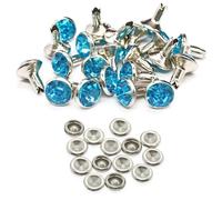 Trimming Shop 8mm Turquoise Blue Crystal Rivets, Diamante Acrylic Rhinestone Studs with Pins for DIY Leathercrafts, Clothing Decoration, Arts & Crafts Projects, Purses Embellishment, 50pcs
