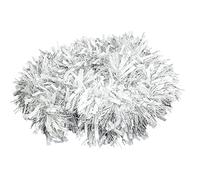 Trimming Shop 8pcs Christmas Chunky Tinsel Garland Luxurious Metallic Xmas Tree & Home Decorations Festival New Year Party Indoor Outdoor Table Ceiling Decoration, Silver White, 6ft