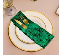 Trimming Shop 8Pcs Emerald Green Crushed Velvet Table Napkins for Home, 20 inch Dinner Napkins with Hemmed Edges for Dinning, Wedding, Banquet, Party, Events, Lightweight & Machine Washable
