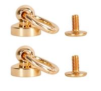 Trimming Shop 9.5mm Brass Dome Head Screw Back Studs with O Rings, Chicago Rivets for Leathercraft, Pull Ring Hardware for Jackets, Belts, Saddles, and DIY Bags, Gold, 2pcs