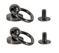 Trimming Shop 9.5mm Brass Dome Head Screw Back Studs with O Rings, Chicago Rivets for Leathercraft, Pull Ring Hardware for Jackets, Belts, Saddles, and DIY Bags, Gunmetal, 2pcs