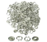 Trimming Shop 9.5mm Metal Snap Fasteners Poppers, No Sew Rust-Proof Nickel-Free Prong Ring Press Studs for Clothing, Bags, Baby Bib, Baby Clothes, Bib, DIY Crafts, Shirts, Silver, 50pcs