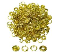 Trimming Shop 9.5mm Metal Snap Fasteners Poppers, No Sew Rust-Proof Nickel-Free Prong Ring Press Studs for Clothing, Bags, Baby Bib, Baby Clothes, Bib, DIY Crafts, Shirts, Gold, 100pcs
