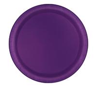 Trimming Shop 9" Heavy Duty Round Dessert Disposable Plates 23cm - Colour Themed Paper Tableware for BBQs, Weddings, Anniversary, Birthday, Multipurpose Occasions 16 Pack, Deep Purple