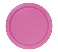 Trimming Shop 9" Heavy Duty Round Dessert Plates Hot Pink Disposable Plates 23cm, 16 Pack - Colour Themed Paper Tableware for BBQs, Weddings, Anniversary, Birthday, Multipurpose Occasions