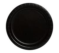 Trimming Shop 9" Heavy Duty Round Dessert Plates Midnight Black Disposable Plates 23cm - Colour Themed Paper Tableware for BBQs, Weddings, Anniversary, Birthday, Multipurpose Occasions (16 Pack)