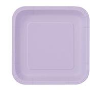 Trimming Shop 9" Heavy Duty Square Dessert Plates Lavender Disposable Plates 23cm, 14 Pack - Colour Themed Paper Tableware for BBQs, Weddings, Anniversary, Birthday, Multipurpose Occasions