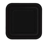Trimming Shop 9" Heavy Duty Square Dessert Plates Midnight Black Disposable Plates 23cm - Colour Themed Paper Tableware for BBQs, Weddings, Anniversary, Birthday, Multipurpose Occasions (14 Pack)