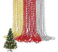 Trimming Shop 9 Metres Shiny Bead Garland for Christmas Tree Decoration - 7.5mm Pearl String Garland, Beaded Chain, and Artificial Pearls Tinsel for Xmas Hanging Ornaments | Gold, Red & Silver